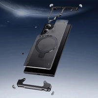 Luxury Leather Metal Corner Pad Ring Holde Phone Case For Samsung Galaxy S24 S23 Series