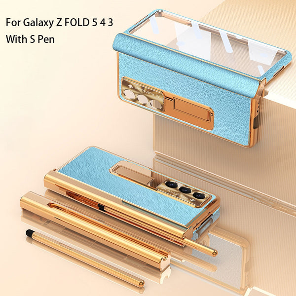 Leather Fold Drop Protection Case With Pen Slot For Samsung Galaxy Z Fold 5 4