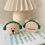 Cute Music Bear Wearing Headphones Silicone Earphone Box For Apple AirPods Pro 3 2 1 series