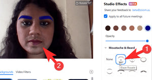 How to customise your eyebrows, lip colour, moustache and beard in Zoom