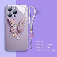 Fairy Butterfly Pattern Lady Glass Case for iPhone 15 14 13 12 series