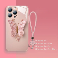 Fairy Butterfly Pattern Lady Glass Case for iPhone 15 14 13 12 series