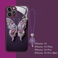 Fairy Butterfly Pattern Lady Glass Case for iPhone 15 14 13 12 series