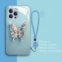 Fairy Butterfly Pattern Lady Glass Case for iPhone 15 14 13 12 series
