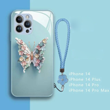 Fairy Butterfly Pattern Lady Glass Case for iPhone 15 14 13 12 series