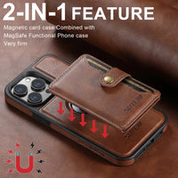 New Detachable Leather 2 in1 Magnetic Magsafe Card Holder Phone Case For iPhone 15 14 13 12 Series