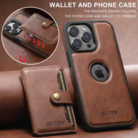 New Detachable Leather 2 in1 Magnetic Magsafe Card Holder Phone Case For iPhone 15 14 13 12 Series