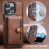 New Detachable Leather 2 in1 Magnetic Magsafe Card Holder Phone Case For iPhone 15 14 13 12 Series