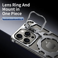 2024 Luxury Heat Dissipation Metal Magnetic Lens Ring Stand Frameless Phone Case for iPhone 15 14 13 Series