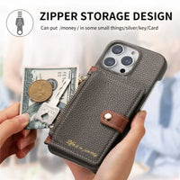 New Zipper Leather Wallet with Card Holder Phone Case for iPhone 15 14 13 Series