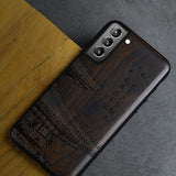 3D Engrave Sandalwood Shockproof Back Case for Samsung Galaxy S21 Ultra Plus