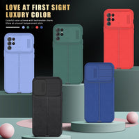 Slide Camera Lens Protector Lychee Pattern Leather Case For Samsung Galaxy S21 Series