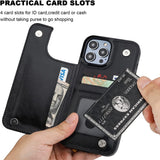Double Buckle Leather Case with Card Slots for iPhone 14 series