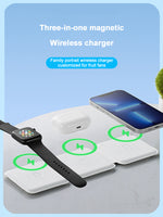 3-in-1 Wireless Charger 15W Magnetic Foldable Charging Station for iPhone Apple Watch Airpods