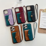 Luxury Wallet Shockproof Card Holder Strap Leather Case for iPhone 13 12 11 Pro Max Mini