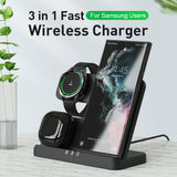 3 in 1 Wireless Charger Stand 15W Fast Wireless Charging for Samsung Galaxy S22 S21 S20 Ultra Plus