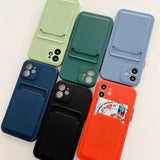 Luxury Liquid Silicone Card Holder Wallet Case For Samsung Galaxy S21 S20 Note 20 Series