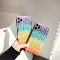 Luxury Square Gradient Rainbow Building Blocks Waterproof Case for IPhone 11 Series