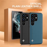 Luxury Skin Feel Plain Leather Shockproof Case For Samsung Galaxy S22 Ultra Plus