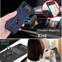 Slide Camera Lens Protector Hybrid Armor Magnetic Ring Holder Case For Samsung Galaxy Z Flip 3