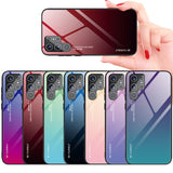 Gradient Tempered Glass Black Case Silicone Frame for Samsung S22 Ultra Plus