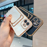 Soft Electroplated Card Bag Shockproof Phone Case For iPhone 12 11 Series