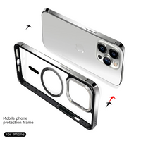 Luxury Magsafe Magnetic Metal Frame Transparent Case For iPhone 15 series