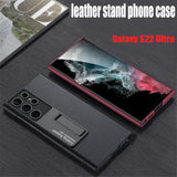 Luxury Ultra Thin 360° Camera Protection Leather Case for Samsung Galaxy S22 Ultra