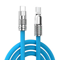 100W Super Fast Charging Type-C Cable 180° Degree Machinist Data Cable For iPhone Samsung