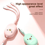 3in1 Cute Candy Data USB Fast Charging Cable For iPhone Android Phone