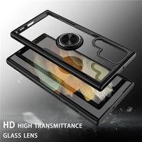 Clear Acrylic Ring Holder Hard Plastic Shockproof Case for Samsung Galaxy S22 Ultra Plus