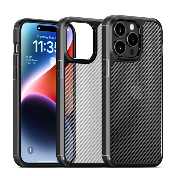 Shockproof Matte Carbon Fiber Texture Case for iPhone 15 14 13 12 series