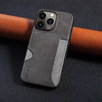 Luxury Leather Credit Card Holder Case for iPhone 14 13 12 series