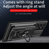 Slide Stand Kickstand Ring Military Grade Card Slot Case For Samsung S22 S21 Ultra Plus