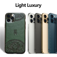 High Quality Dragon Pattern Leather Case for iPhone 12 11 Series