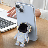 Plating 3D Astronaut Stand Holder Camera Protection Case for iPhone 13 12 11 Pro Max