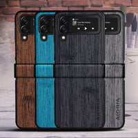 Wood Texture Leather Folding Case for Samsung Galaxy Z Flip 4