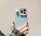 Smiley Cartoon Solid Color Silicone Case For iPhone 14 13 12 series