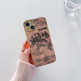 3D Relief Plating Frame Classic Wood Grain Case for iPhone 13 12 11 Series