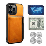 Zipper Purse PU Leather Wallet Case with Credit Card Slot Back case for iPhone 13 12 series