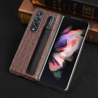 Luxury Fashion Leather Pen slot Case for Samsung Galaxy Z Fold 3