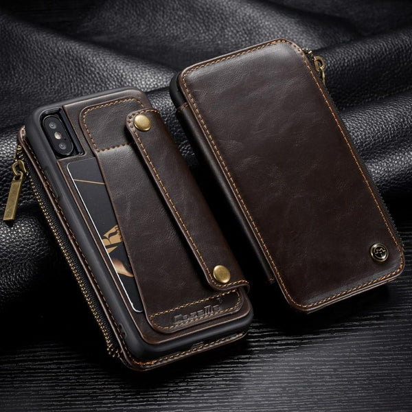 Zipper Pocket Detachable Flip Case for iPhone X XS Max XR
