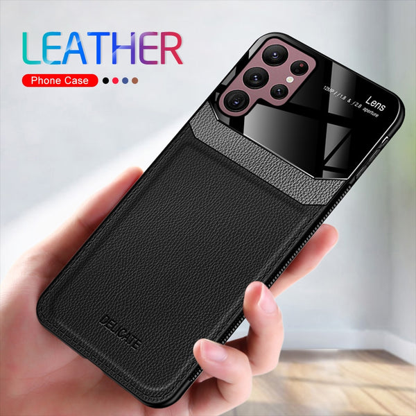 Retro Leather Texture Back Case for Samsung Galaxy S22 Ultra Plus