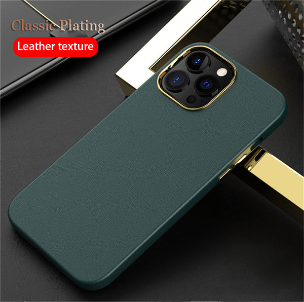 Luxury Leather Plating Case for iPhone 13 12 11 Pro Max