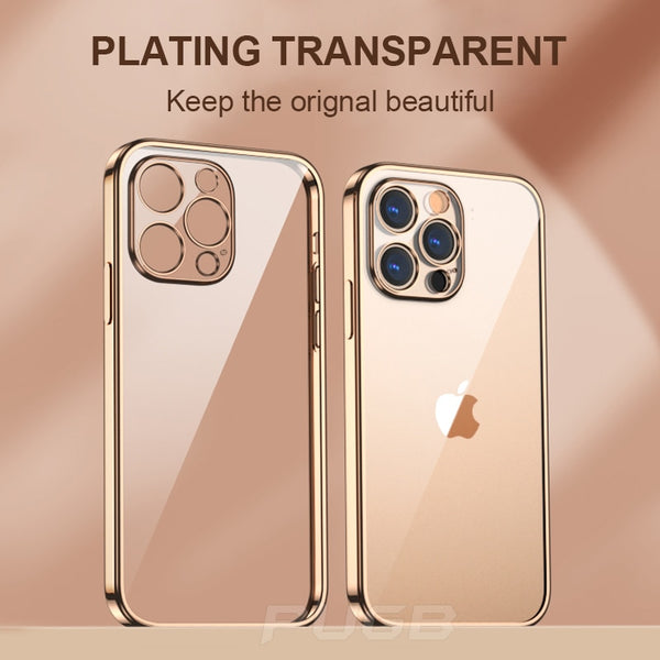 Luxury Plating Transparent Soft Silicone Case for iPhone 13 12 Series