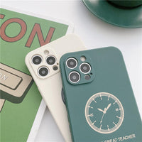 Liquid Silica Gel All inclusive Lens Clock Pattern Soft Case for iPhone 12 11 XS Series