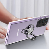 Transparent Ring Holder Case Shockproof Back Cover for Samsung Galaxy Note 20 Series