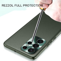 Metal Camera Protection PU Leather Texture Case for Samsung Galaxy S22 S21 Ultra Plus