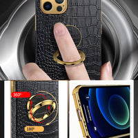 Genuine Leather Magnetic Car Holder Case For iPhone 12 11 Series