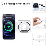 15W Qi Wireless Magnetic 2 in 1 Foldable Fast Charger for iPhone 12 11 Airpods Apple Watch
